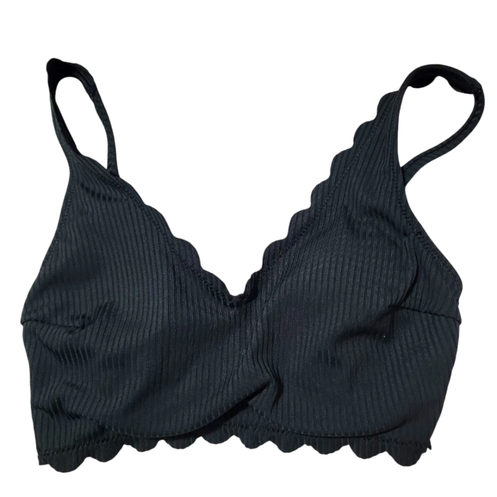 3 For $1NWT  Bikini Top Ribbed  Bra Adjustable Straps Lightly Padded Sz XS Black